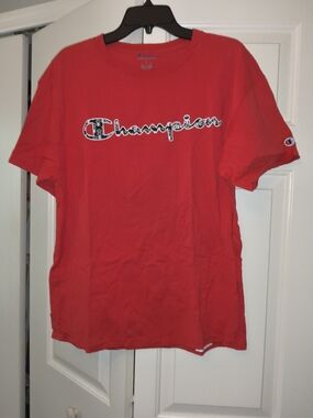 Champion Red Short Sleeve Logo Tee